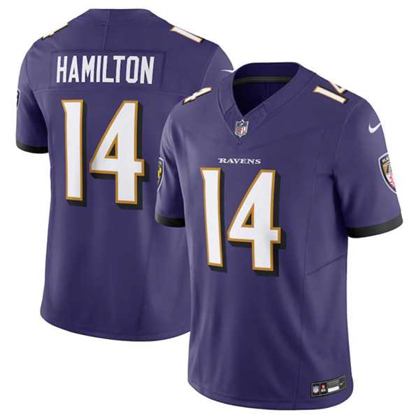 Men & Women & Youth Baltimore Ravens #14 Kyle Hamilton Purple 2023 F.U.S.E Vapor Jersey